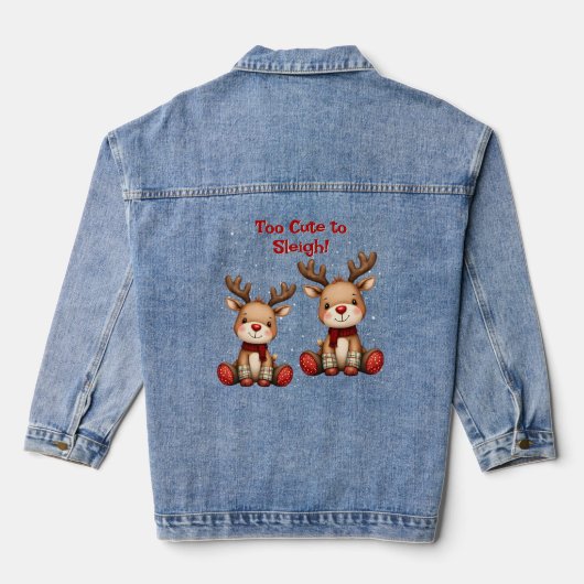 Sweet Reindeer Pair in Holiday Snowfall Denim Jacket (Achterkant)