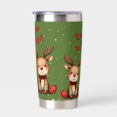 Sweet Reindeer Pair in Holiday Snowfall Geïsoleerde Drinkbeker (Rechts)