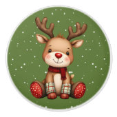Sweet Reindeer Pair in Holiday Snowfall Keramische Knop (Voorkant)