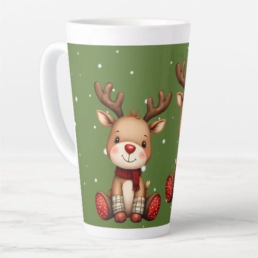 Sweet Reindeer Pair in Holiday Snowfall Latte Mok (Linkerhoek)