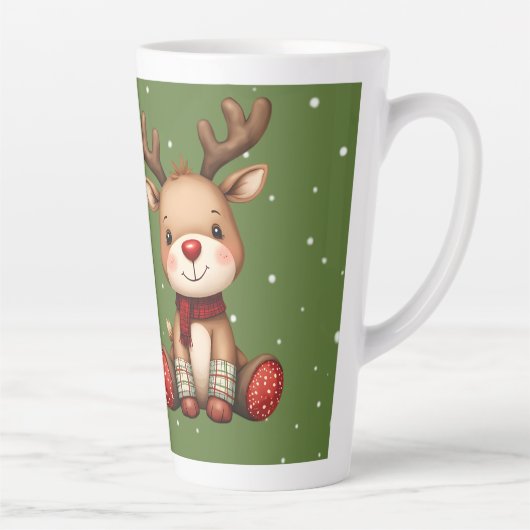 Sweet Reindeer Pair in Holiday Snowfall Latte Mok (Rechts)
