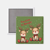 Sweet Reindeer Pair in Holiday Snowfall Magneet (Voorkant / Achterkant)