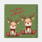 Sweet Reindeer Pair in Holiday Snowfall Magneet (Voorkant)