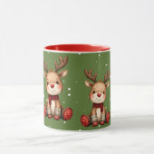 Sweet Reindeer Pair in Holiday Snowfall Mok (Midden)
