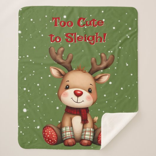 Sweet Reindeer Pair in Holiday Snowfall Sherpa Deken (Voorkant)