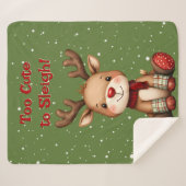Sweet Reindeer Pair in Holiday Snowfall Sherpa Deken (Voorkant (horizontaal))