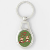 Sweet Reindeer Pair in Holiday Snowfall Sleutelhanger (Voorkant)