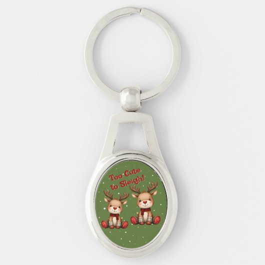 Sweet Reindeer Pair in Holiday Snowfall Sleutelhanger (Voorkant)