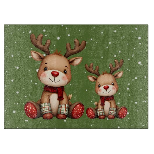 Sweet Reindeer Pair in Holiday Snowfall Snijplank (Voorkant)