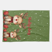 Sweet Reindeer Pair in Holiday Snowfall Theedoek (Horizontaal)