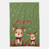 Sweet Reindeer Pair in Holiday Snowfall Theedoek (Verticaal)