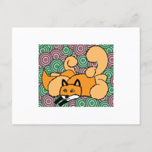 Sweet Retro Cartoon Fox Briefkaart