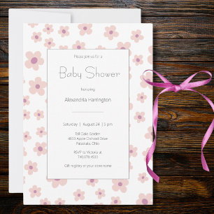 Sweet Retro Flowers Baby shower Kaart