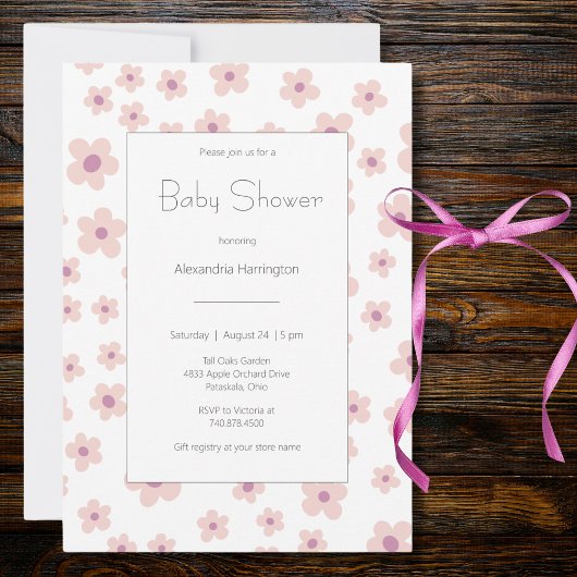 Sweet Retro Flowers Baby shower Kaart