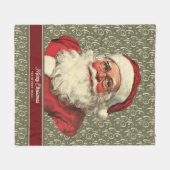 Sweet Retro Santa Claus Gooi voor Vakantie Decor Fleece Deken (Voorkant (Horizontaal))