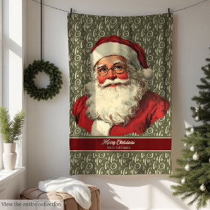 Sweet Retro Santa Claus Gooi voor Vakantie Decor Fleece Deken