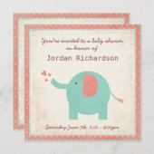 Sweet Retro Unisex Elephant Baby shower Kaart (Voorkant / Achterkant)