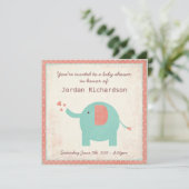 Sweet Retro Unisex Elephant Baby shower Kaart (Staand voorkant)