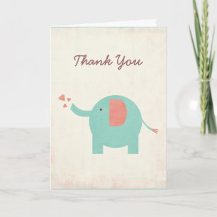 Sweet Retro Unisex Elephant Thank You Card Bedankkaart