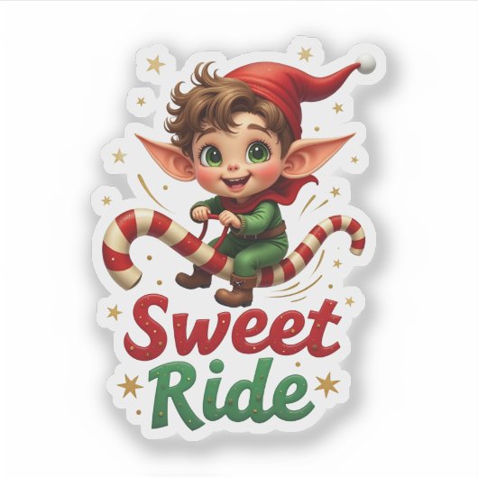 Sweet Ride Christmas Elf Sticker (Voorkant)