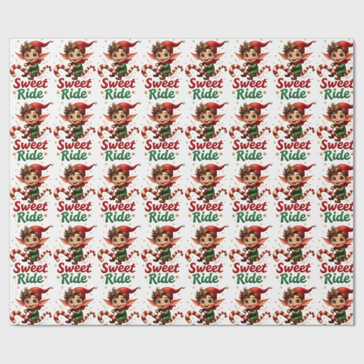 Sweet Ride Elf Christmas Wrapping Paper Cadeaupapier (Vlak)