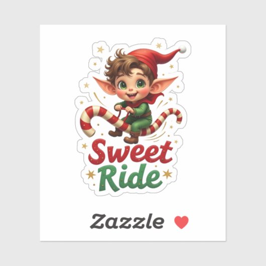 Sweet Ride Elf Holiday Sticker (Vel)