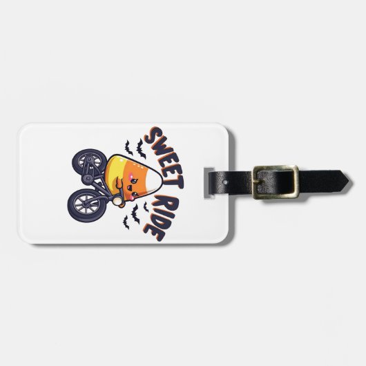 Sweet Ride Funny Candy Corn Fietsen Halloween Bagagelabel (Voorkant horizontaal)