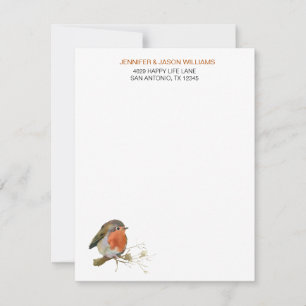 Sweet Robin Bird Natuur Lover Stationery Notitiekaartje