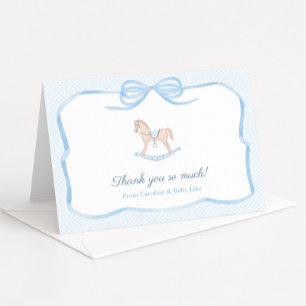 Sweet  Rocking Horse Baby Boy Shower Bedankkaart