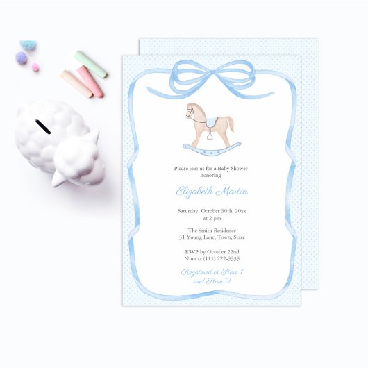Sweet  Rocking Horse Boy Baby shower Party Kaart