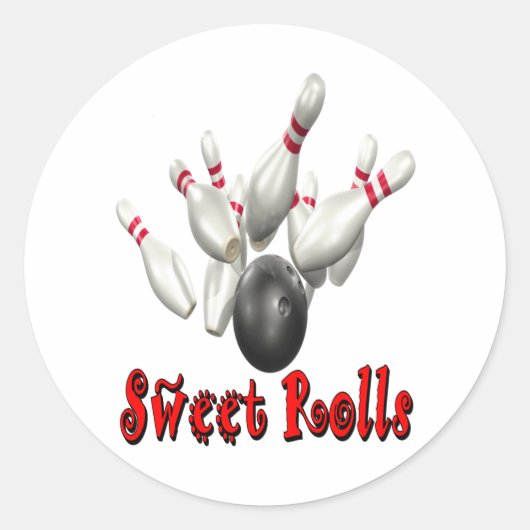 Sweet Rolls Bowling Ronde Sticker (Voorkant)