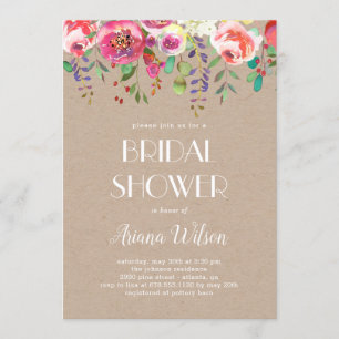 Sweet Romance Bridal Shower Invitation Kraft Kaart
