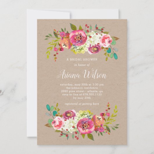 Sweet Romance Kraft Douche / Uitnodiging voor een  (Voorkant)