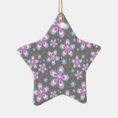 Sweet Romantic Abstract roze bloemenpatroon Keramisch Ornament (Rechts)