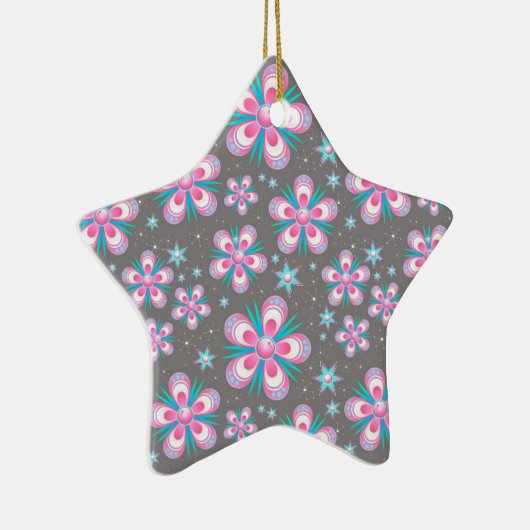 Sweet Romantic Abstract roze bloemenpatroon Keramisch Ornament (Rechts)