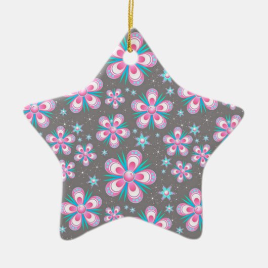 Sweet Romantic Abstract roze bloemenpatroon Keramisch Ornament (Voorkant)