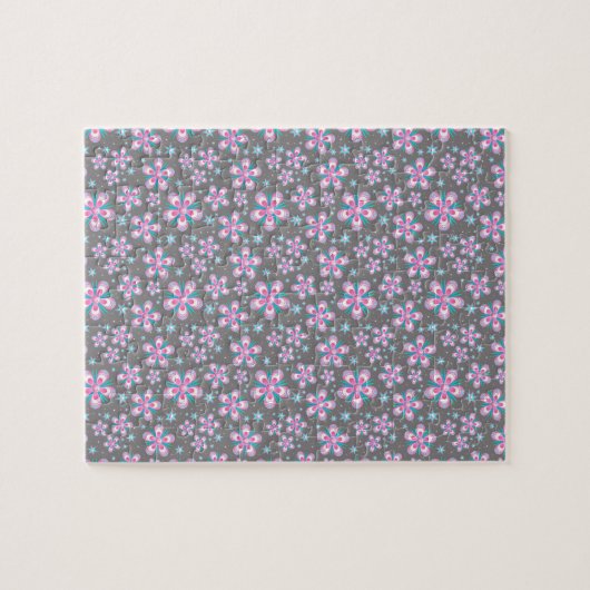 Sweet Romantic Abstract roze bloemenpatroon Legpuzzel (Horizontaal)