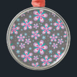 Sweet Romantic Abstract roze bloemenpatroon Metalen Ornament<br><div class="desc">Sweet Romantic Abstract roze bloemenpatroon</div>