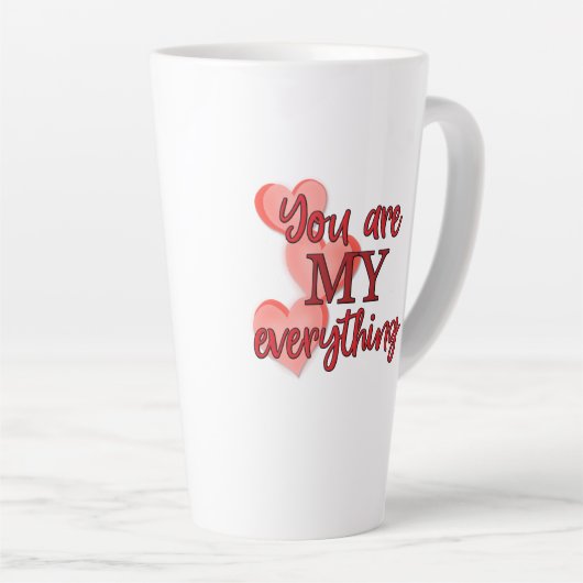Sweet Romantic, "Jij bent mijn Alles" harten Latte Mok (Rechterhoek)