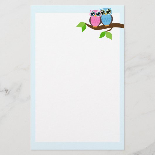 Sweet Romantic Owls Briefpapier (Voorkant)