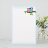 Sweet Romantic Owls Briefpapier (Staand voorkant)