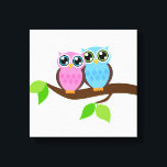 Sweet Romantic Owls Canvas Afdruk<br><div class="desc">.</div>