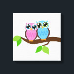 Sweet Romantic Owls Canvas Afdruk<br><div class="desc">.</div>