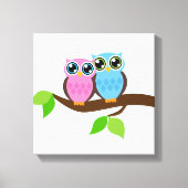 Sweet Romantic Owls Canvas Afdruk (Voorkant)
