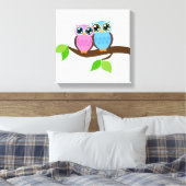 Sweet Romantic Owls Canvas Afdruk (Insitu (Slaapkamer))