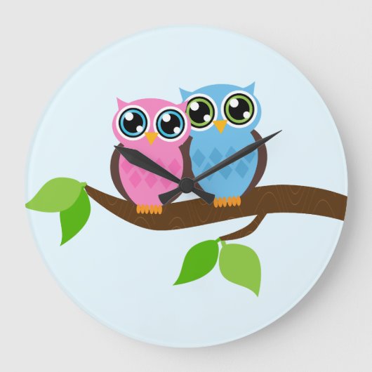 Sweet Romantic Owls Grote Klok (Voorkant)