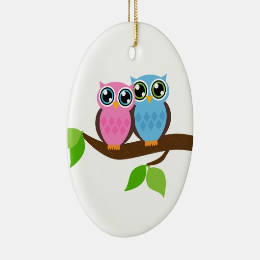 Sweet Romantic Owls Keramisch Ornament (Rechts)