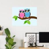 Sweet Romantic Owls Poster (Thuiskantoor)