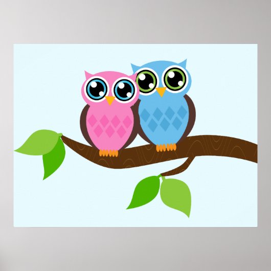 Sweet Romantic Owls Poster (Voorkant)