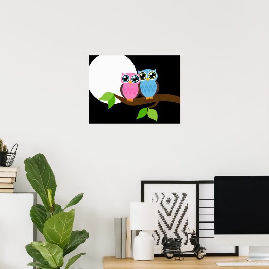 Sweet Romantic Owls Poster (Thuiskantoor)